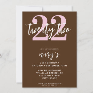 Elegante y moderna invitación de 22 años de color 