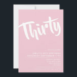 Elegante y moderna invitación de cumpleaños 30 col<br><div class="desc">Invitación de cumpleaños 30 del Pastel Pink Moderno. Minimalista diseño de plantilla de invitación para 30 años con un elegante tipo de letra de guión caligráfico.</div>