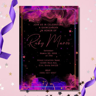 Elegante y moderna invitación de Geode de Mármol Q