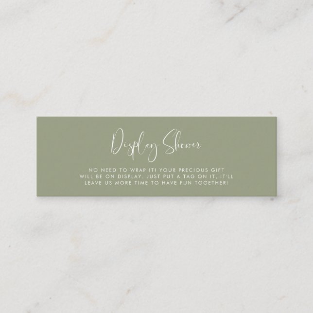 Elegante y moderna tarjeta de ducha Sage green Dis (Anverso)