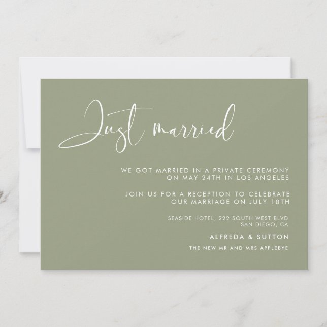Elegante y moderna tarjeta de justos casados (Anverso)
