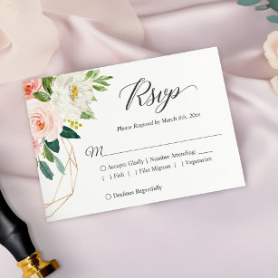 Elegante y moderna tarjeta RSVP Rubor de boda flor