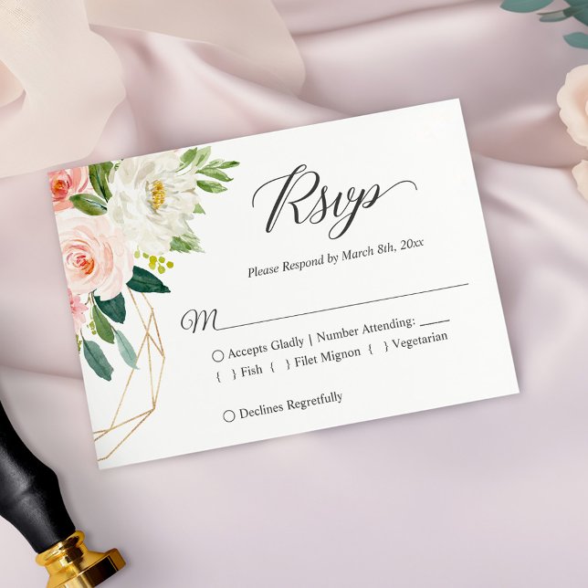 Elegante y moderna tarjeta RSVP Rubor de boda flor (Subido por el creador)