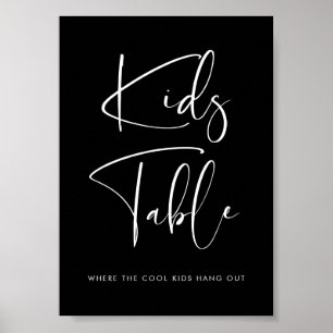 Elegante y moderno boda de niños Señal de mesa neg