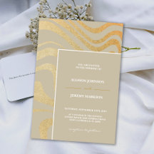 Elegante y moderno Champagne Invitación a la Boda 