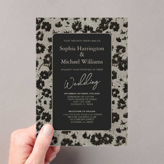 Elegante y moderno floral negro de la invitación a (Insitu (portátil))