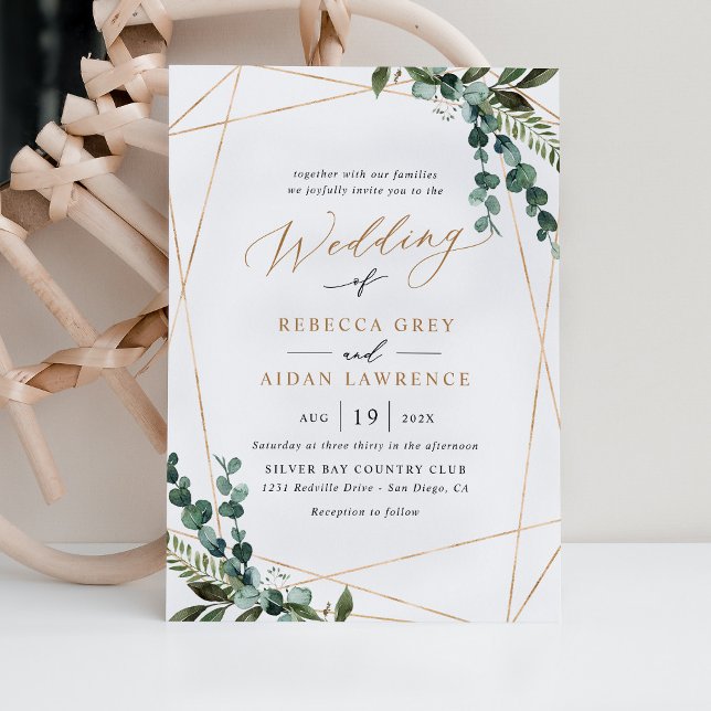 Elegante y moderno Greenery Invitación a la Boda d (Subido por el creador)