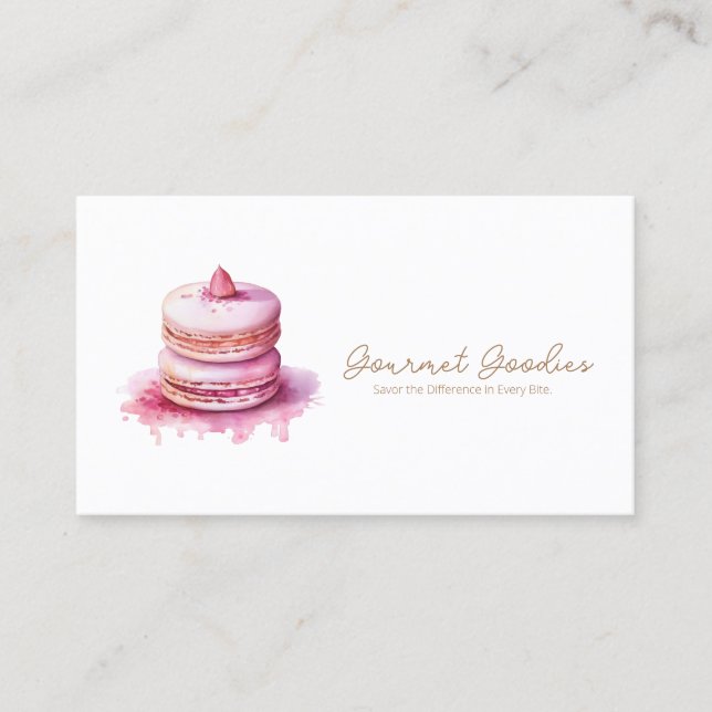 Elegante y moderno Macaron Bakery Tarjeta de Negoc (Anverso)