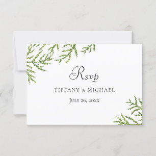 Elegante y moderno matrimonio de hoja verde RSVP