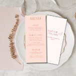 Elegante y moderno menú boda de Rubor rosado<br><div class="desc">Celebra tu día especial con un toque de elegancia y un toque de romanticismo usando nuestro menú Boda plano rosado de Rubor. Diseñado con meticulosa atención a los detalles, este menú añade un toque de sofisticación a la recepción de bodas. El suave y lujoso tono rosa crea un ambiente encantador...</div>