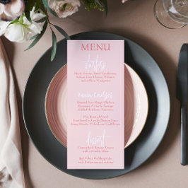 Elegante y moderno menú boda de Rubor rosado