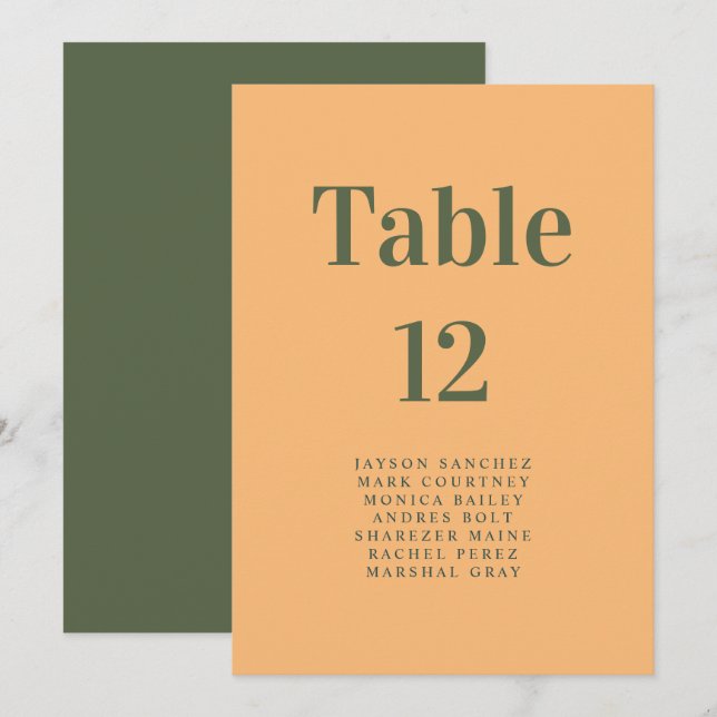 Elegante y moderno número de asiento del Boda Boho (Anverso / Reverso)