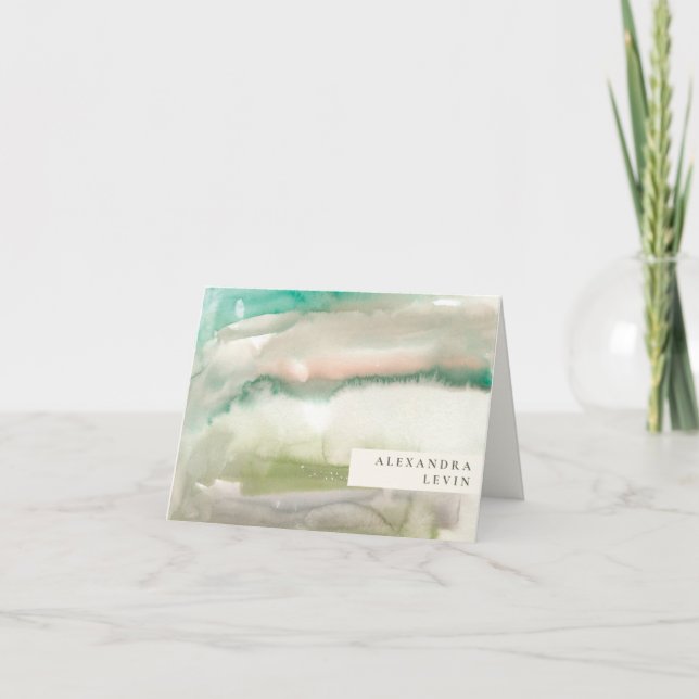 Elegante y moderno Resumen Art Emerald Green Name (Anverso)