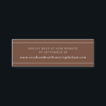 Elegante y moderno sitio web RSVP \ Tarjeta de reg<br><div class="desc">Añade cualquier información adicional con esta elegante tarjeta pequeña. Ideal para los detalles de Website o email RSVP, o cualquier otro mensaje corto que te guste como tienda de regalos, dirección de recepción... ... Resto, color marrón terracota con texto y franjas finas en blanco. Parte de nuestro boda "Earth Tones...</div>