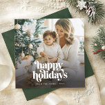 Elegante y moderno Tarjeta de Navidades de fotos d<br><div class="desc">Esta moderna y elegante tarjeta de navidades de fotografía de vacaciones felices ofrece un diseño limpio y sofisticado con tipografía retro y un clásico saludo de Navidades.</div>