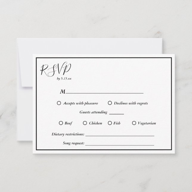 Elegante Y Moderno Tarjeta RSVP Todo En Una Boda (Anverso)