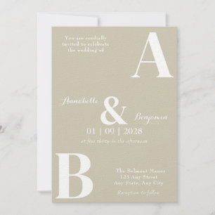 Elegante y moderno Taupe Invitación a la boda inic