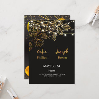 Elegante y negra invitación a la boda Minimalista