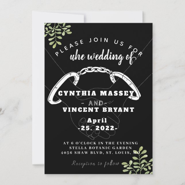 Elegante y negra invitación a una boda dulce con e (Anverso)