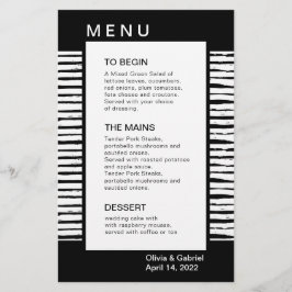 Elegante y negro rayado. Menú de boda