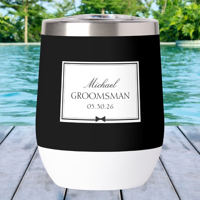 Elegante y personalizada Bowtie Groomsman (Celebrate in style with this personalized groomsman tumbler – a sleek, lasting wedding memento.)
