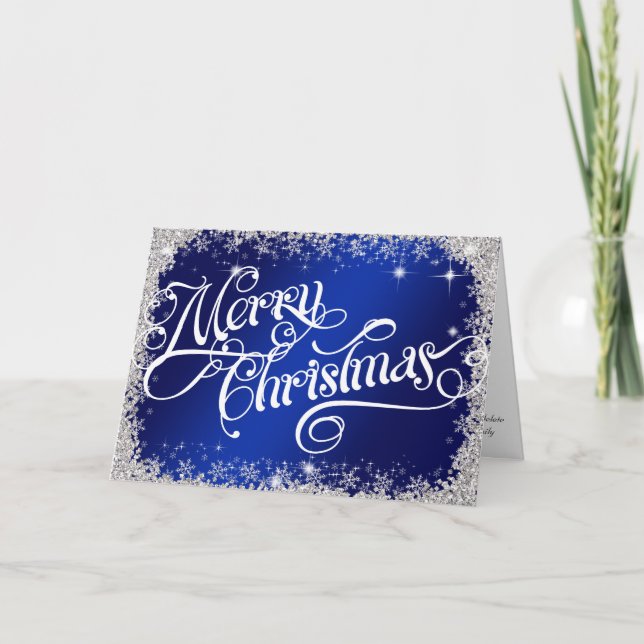 Elegante y PERSONALIZADA Navidad Royal Blue Merry (Anverso)