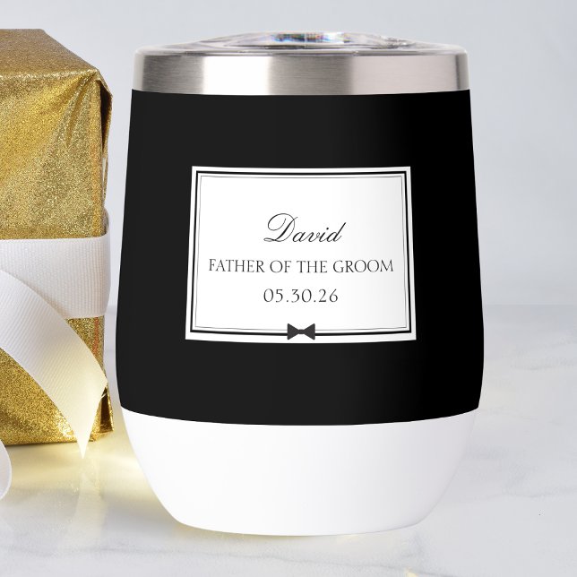 Elegante y personalizado padre Bowtie del Groom (Celebrate in style with this personalized father of the  groom tumbler – a sleek wedding memento.)