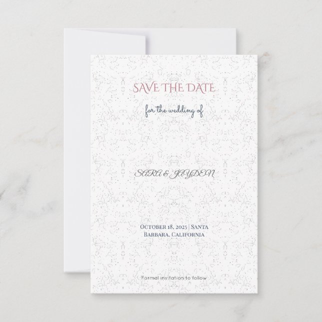 Elegante y Retro Anuncio de Fecha de Boda - Sin Fo (Anverso)