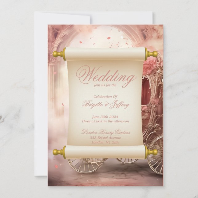 Elegante y romántica invitación a la boda (Anverso)