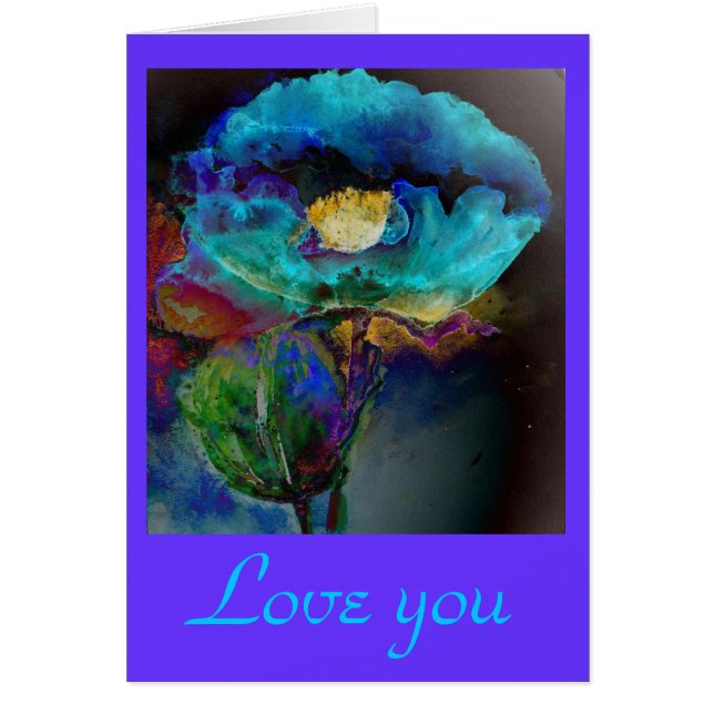 Elegante y romántico cuadro verde azulado de acuar (Frente)