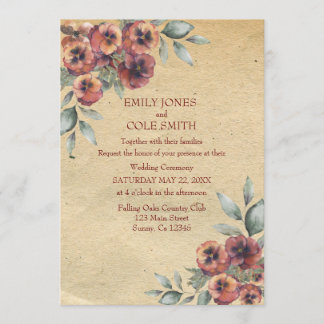 Elegante y rústica invitación a la boda floral