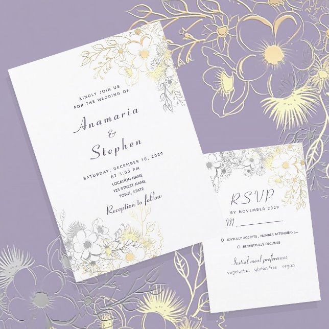 Elegante y rústica invitación a la boda floral vin (Subido por el creador)