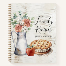 Elegante y rústico libro de recetas familiares de 