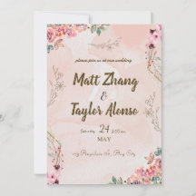 Elegante y sencilla invitación a la boda con flore