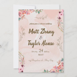 Elegante y sencilla invitación a la boda con flore