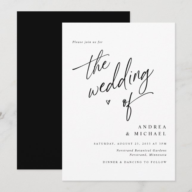 Elegante y sencilla invitación Minimalista Boda (Anverso / Reverso)