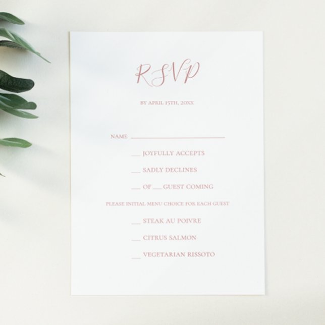 Elegante y simple carta de oro Rosa carta RSVP (Subido por el creador)