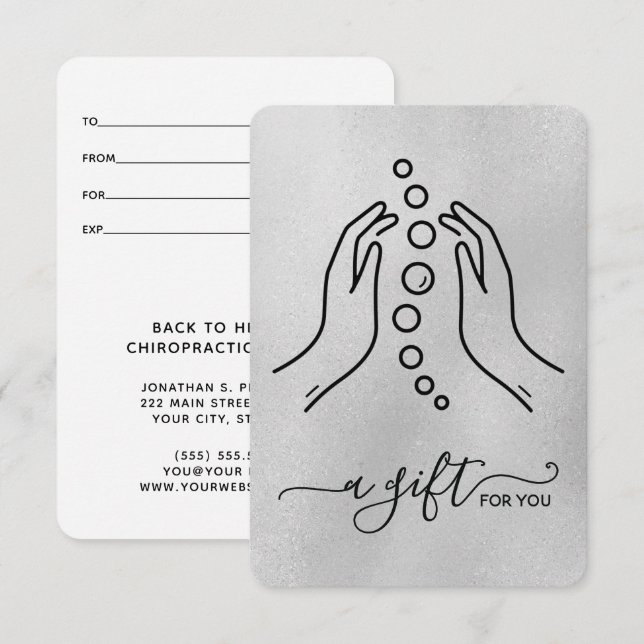 Elegante y simple certificado de regalo quiropráct (Anverso / Reverso)