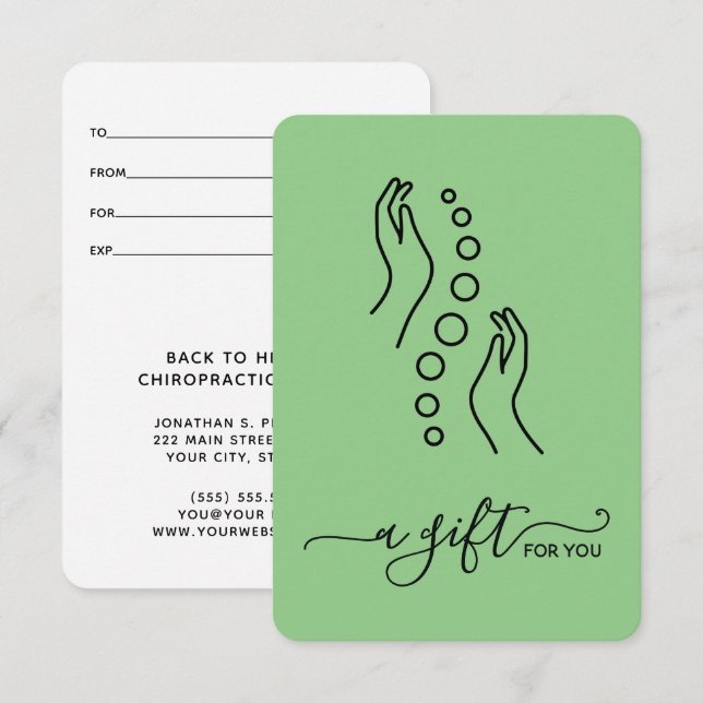 Elegante y simple certificado de regalo quiropráct (Anverso / Reverso)