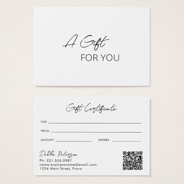 Elegante y simple código QR Certificado moderno de (Anverso y reverso)