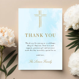 Elegante y simple cruz de oro Baptismo Tarjeta de