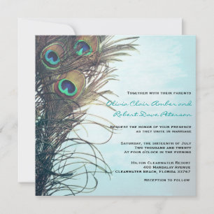 Elegante y simple Feathers Boda Invitación