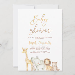 Elegante y simple invitación a Baby Shower Safari