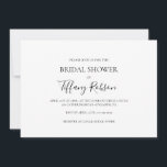 Elegante y simple invitación a ducha de novia hori<br><div class="desc">Esta sencilla y elegante ducha de matrimonio horizontal es perfecta para su moderna ducha de novia minimalista en blanco y negro. El diseño presenta un tipo de letra contemporáneo mínimo acompañado de caligrafía formal. ¡Manténgalo como está,  o elige personalizarlo con tu propia obra de arte o fotos!</div>