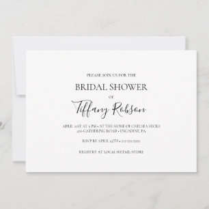 Elegante y simple invitación a ducha de novia hori