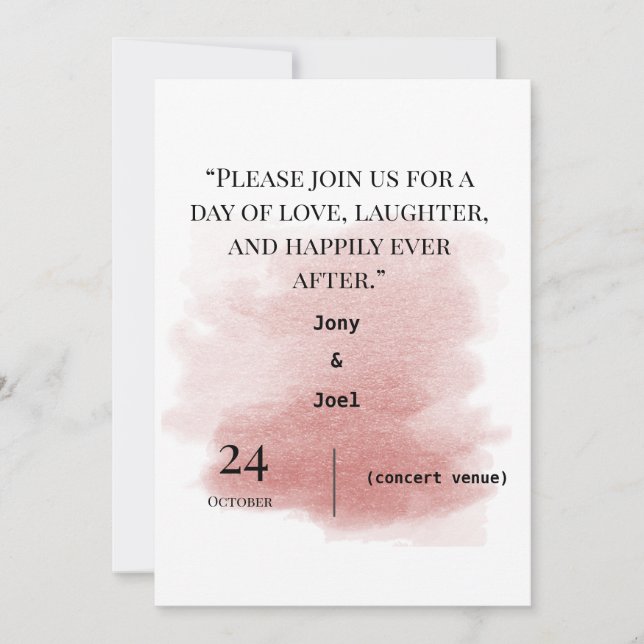 Elegante y simple invitación a la boda (Anverso)