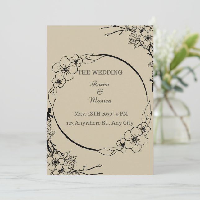 Elegante y simple invitación a la boda (Anverso de pie)
