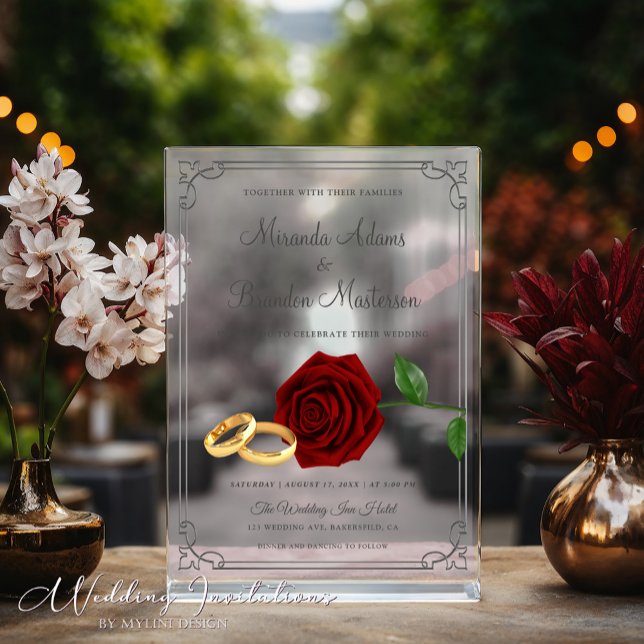 Elegante y simple invitación a la boda acrílica fl (Subido por el creador)