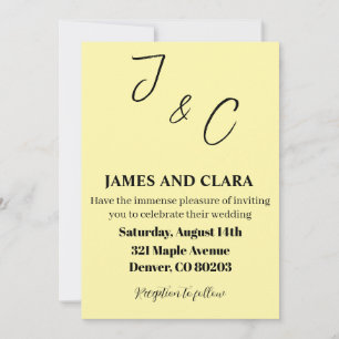Elegante y simple invitación a la boda amarilla