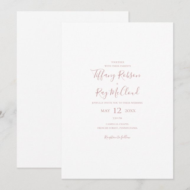 Elegante y simple invitación a la boda Casual de o (Anverso / Reverso)